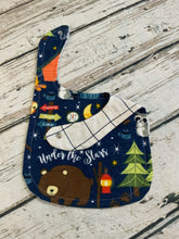 Load image into Gallery viewer, Baby boy woodland animals camping Flannel Receiving blanket burp cloth set / baby gift set / woodland animals nursery