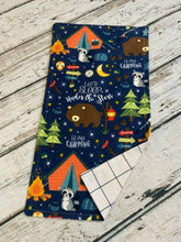 Load image into Gallery viewer, Baby boy woodland animals camping Flannel Receiving blanket burp cloth set / baby gift set / woodland animals nursery