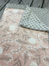 Load image into Gallery viewer, baby girl blush pink floral minky baby blanket / modern baby nursery / pink and gray / baby shower gift