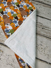 Load image into Gallery viewer, Star Wars print burp cloth showing back made with white terrycloth
