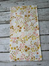 Load image into Gallery viewer, burp cloths for baby girl with boho pink and gold flowers