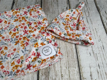 Load image into Gallery viewer, Baby Girl Swaddle Blanket Hat Set / Boho Floral / Stretchy Knit / Baby Shower Gift / Newborn Photo Set