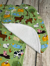 Load image into Gallery viewer, Baby Shower Gift Set / Burp Cloth Bib Set / Baby Gift Neutral / Farm Animals