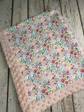 Load image into Gallery viewer, Soft Minky Baby Blanket / Baby Shower Gift Girl / Blush Pink Floral