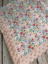 Load image into Gallery viewer, Soft Minky Baby Blanket / Baby Shower Gift Girl / Blush Pink Floral