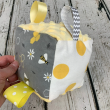 Load image into Gallery viewer, Fabric Sensory Baby Block / Baby Bee / Baby Toy / Rattle / Crinkle Toy