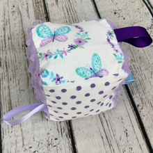 Load image into Gallery viewer, Fabric Sensory Baby Block / Butterfly Bliss / Baby Toy / Rattle / Crinkle Toy