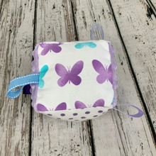 Load image into Gallery viewer, Fabric Sensory Baby Block / Butterfly Bliss / Baby Toy / Rattle / Crinkle Toy