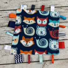Load image into Gallery viewer, Baby Boy Minky Tag Blanket Woodland Animals / Lovey / Baby Shower Gift