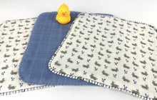 Load image into Gallery viewer, Luxurious Baby Washcloths Muslin Gauze Set of 3 Blue Bunnies / Baby Boy Gift