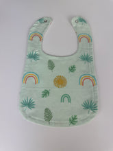 Load image into Gallery viewer, Baby Blanket Burp Cloth Bib Neutral Mint Green Sunshine Rainbows Dots / Baby Gift / gender neutral
