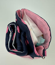 Load image into Gallery viewer, Diaper Clutch Changing Pad Pouch / Pink Blue Whales / Small Travel Diaper Bag / New Mom Baby Gift / Baby Girl Gift