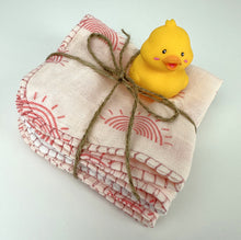 Load image into Gallery viewer, Luxurious Baby Washcloths Muslin Gauze Set of 3 Pink Rainbows / Baby Girl Gift