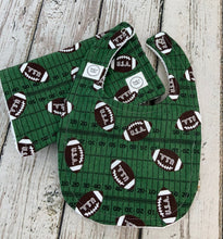Load image into Gallery viewer, Baby Boy Bib Burp Cloth Set / Football Baby Bib / Football Burp Cloth / Sports Nursery / Baby Shower Gift