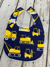 Load image into Gallery viewer, Baby Boy Blanket Bib Burp Cloth / Trucks Baby Blanket / Baby Shower Gift