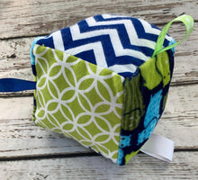 Load image into Gallery viewer, Baby Boy Fabric Sensory Baby Block Hippos / baby boy shower gift / Baby Toy / Rattle / Crinkle Toy
