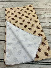 Load image into Gallery viewer, Baby Boy Swaddle Blanket Hat Set / Football Swaddle Blanket Hat / Stretchy Knit Baby Blanket Hat / Baby Shower Gift / Newborn Photo Set