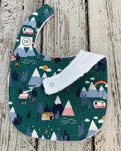 Load image into Gallery viewer, Baby Boy Bib Burp Cloth Gift Set / Baby Bib Burp Cloth Camping Mountains / Baby Shower Gift