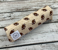 Load image into Gallery viewer, Baby Boy Swaddle Blanket Hat Set / Football Swaddle Blanket Hat / Stretchy Knit Baby Blanket Hat / Baby Shower Gift / Newborn Photo Set