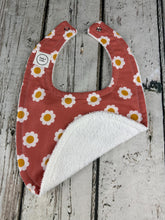 Load image into Gallery viewer, Baby Girl Burp Cloth Bib Set / Baby Girl Burp Cloth Bib Boho Daisy / Baby Shower Gift