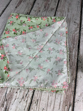 Load image into Gallery viewer, Baby Girl Swaddle Blanket / Green Pink Floral Swaddle / Newborn Photo Blanket / Stretchy Knit Baby Blanket / Baby Shower Gift