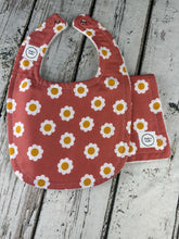 Load image into Gallery viewer, Baby Girl Burp Cloth Bib Set / Baby Girl Burp Cloth Bib Boho Daisy / Baby Shower Gift
