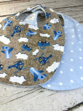Load image into Gallery viewer, Baby Shower Gift Bib Set / Set of 2 Bibs / Baby Boy Gift / Airplane Bib Set