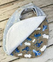 Load image into Gallery viewer, Baby Shower Gift Bib Set / Set of 2 Bibs / Baby Boy Gift / Airplane Bib Set