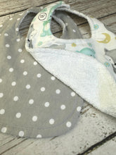 Load image into Gallery viewer, Baby Shower Gift Bib Set / Set of 2 Bibs / Neutral Bib Set / Mint Green Animals