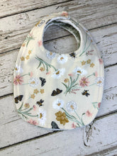 Load image into Gallery viewer, Baby Shower Gift Bib Set / Set of 2 Bibs / Baby Girl Bib Set / Butterfly Bee Sage Floral