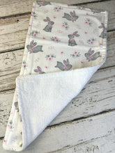 Load image into Gallery viewer, Baby Shower Gift Set / Baby Girl Burp Cloth Set / Pink Bunny Burp Cloth / Pink Floral Baby Set