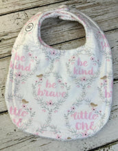 Load image into Gallery viewer, Baby Shower Gift Bib Set / Set of 2 Bibs / Baby Girl Bib Set / Pink White Floral Little One / Blush Meadow
