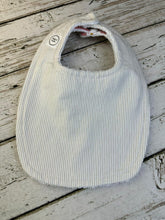 Load image into Gallery viewer, Baby Shower Gift Bib Set / Set of 2 Bibs / Baby Girl Bib Set / Bee Daisy Tan Stripe