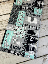 Load image into Gallery viewer, Baby Shower Gift Set / Burp Cloth Bib Set / Neutral Baby Gift / Safari Mint Black