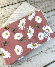 Load image into Gallery viewer, Baby Shower Gift Set / Baby Girl Burp Cloth Set / Boho Baby Nursery / Rose Floral Bee Burp Cloth