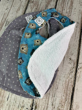 Load image into Gallery viewer, Baby Shower Gift / Boy Bib Set Blue Bears / Bear Baby Bibs / New Baby Gift / Bib Set of 2