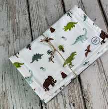 Load image into Gallery viewer, Baby Shower Gift Set / Baby Boy Burp Cloth Set / Dinosaur Burp Cloth / Green Burp Cloth