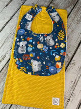 Load image into Gallery viewer, Baby Bib Burp Cloth Set Koala Bear / Neutral Baby Bib Burp Cloth / Baby Shower Gift