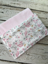 Load image into Gallery viewer, Baby Shower Gift Set / Baby Girl Burp Cloth Set / Pink Birds Burp Cloth / Pink Floral Baby Set / Blush Meadow Collection