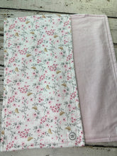 Load image into Gallery viewer, Baby Shower Gift Set / Baby Girl Burp Cloth Set / Pink Birds Burp Cloth / Pink Floral Baby Set / Blush Meadow Collection