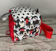 Load image into Gallery viewer, Baby Fabric Sensory Baby Block Mickey Mouse / baby shower gift / Disney baby / Baby Toy / Rattle / Crinkle Toy