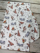 Load image into Gallery viewer, Baby Bib Burp Cloth Set Winnie Pooh / Neutral Baby Bib Burp Cloth / Baby Shower Gift / Pooh bear blanket