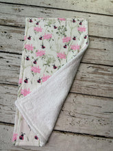 Load image into Gallery viewer, Baby Shower Gift Set / Baby Girl Burp Cloth Set / Pink Ladybug Gingham Burp Cloth Set