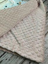 Load image into Gallery viewer, Baby Girl Minky Blanket / Blush Pink Mint Green Woodland Animals Baby Blanket / baby shower gift