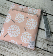 Load image into Gallery viewer, Diaper Clutch Changing Pad Pouch / Floral Diaper Bag / Pink Gray Floral Dot / Small Travel Diaper Bag / Baby Girl Shower Gift