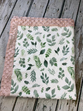 Load image into Gallery viewer, baby girl green and blush pink minky baby blanket / modern baby nursery / pink and green / baby shower gift
