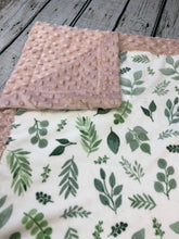 Load image into Gallery viewer, baby girl green and blush pink minky baby blanket / modern baby nursery / pink and green / baby shower gift
