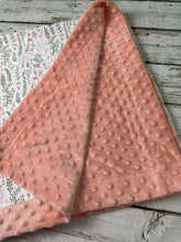 Load image into Gallery viewer, Soft Minky Baby Blanket /  Baby Shower Gift Girl / Coral Pink Sage Floral
