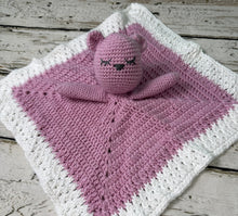 Load image into Gallery viewer, Crochet Bear Lovey Blanket Baby or Toddler / Girl Lovey / Pink White
