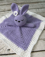 Load image into Gallery viewer, Crochet Bunny Lovey Blanket Baby or Toddler / Girl Lovey / Purple White
